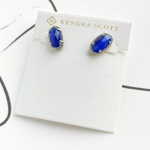 Ellie Silver Stud Earrings Cobalt Cat's Eye